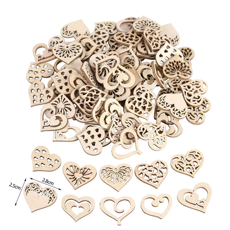 50/100pcs Hollowed Heart Patte - Oud Wood Chip recension och pris