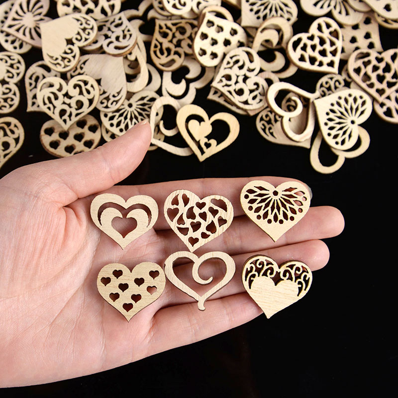 50/100pcs Hollowed Heart Patte - Oud Wood Chip recension och pris